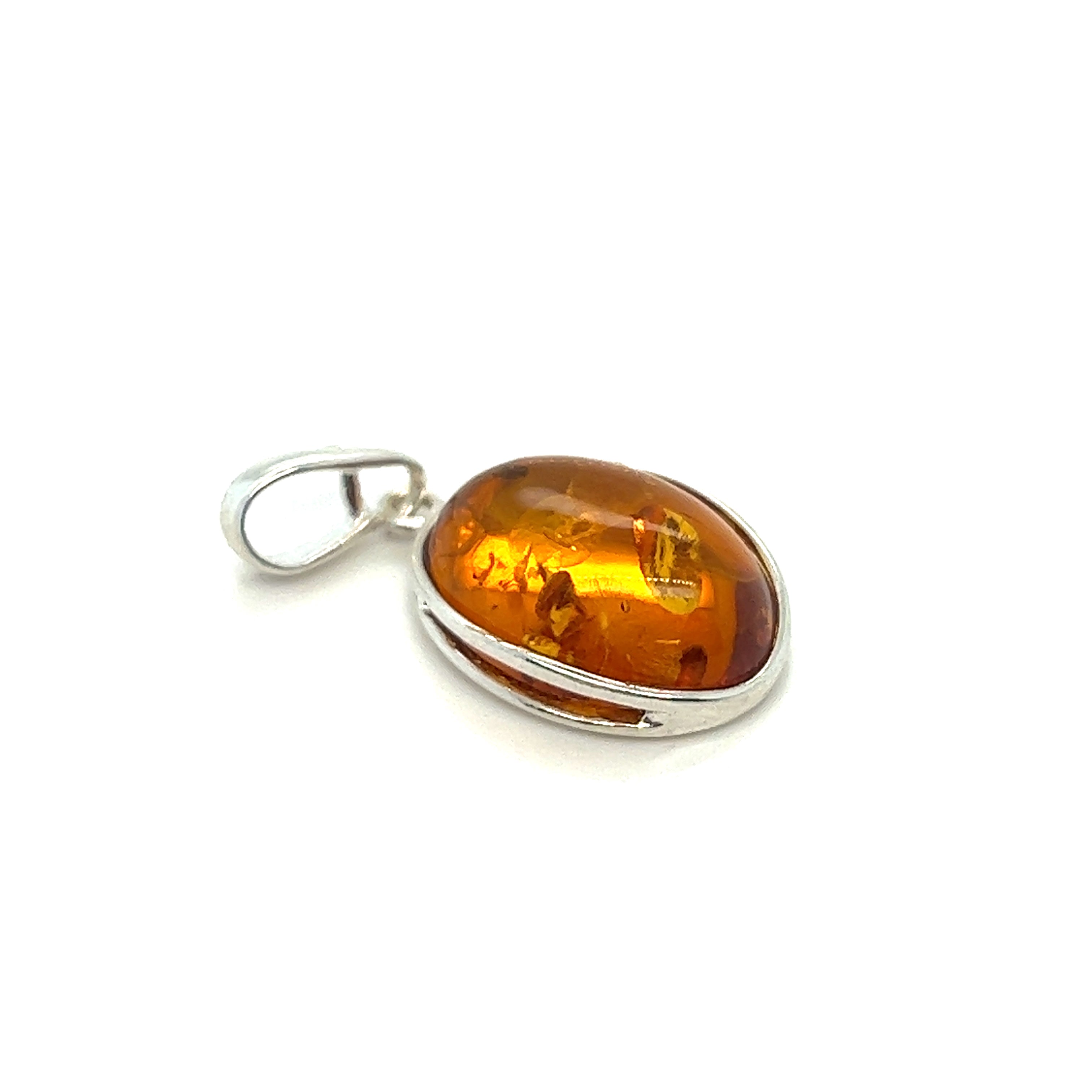 Super Silver's Timeless Oval Amber Pendant with healing properties.