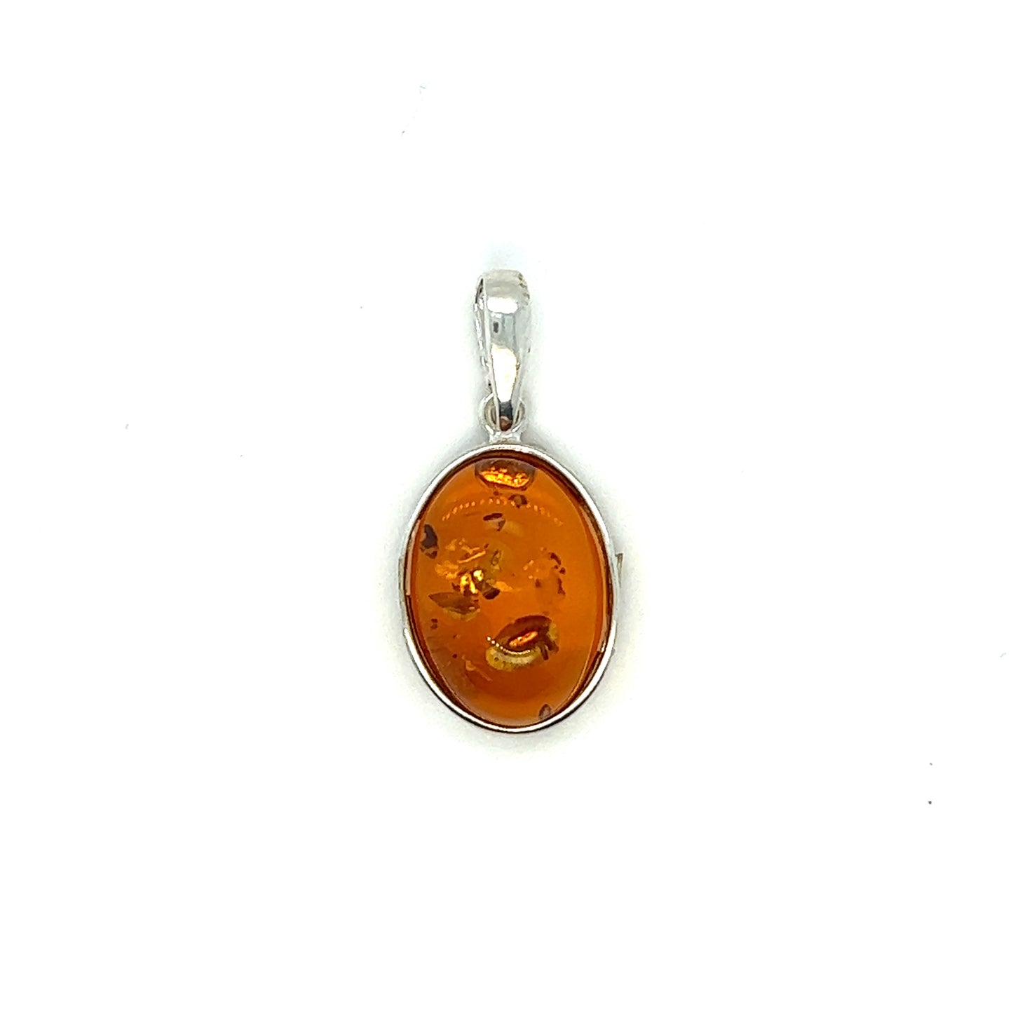 
                  
                    A Timeless Oval Amber Pendant from Super Silver on a white background, known for its healing properties.
                  
                