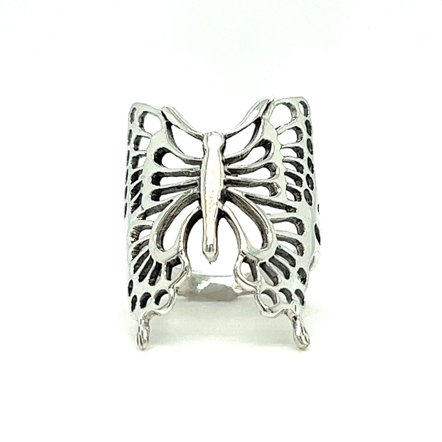 A minimalist Statement Butterfly Ring on a white background.