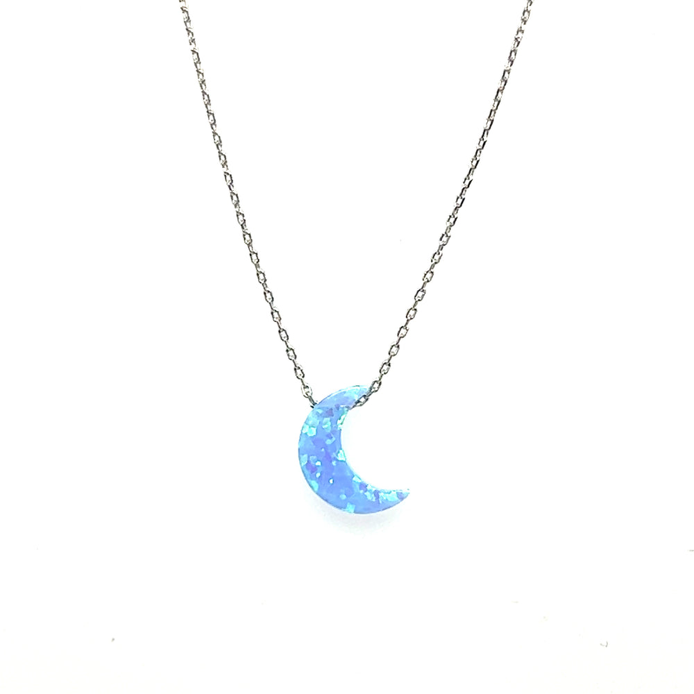 Blue Opal Moon Necklace