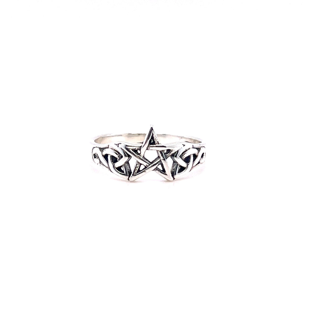 A small Pentagram ring with Celtic Knot Design.
