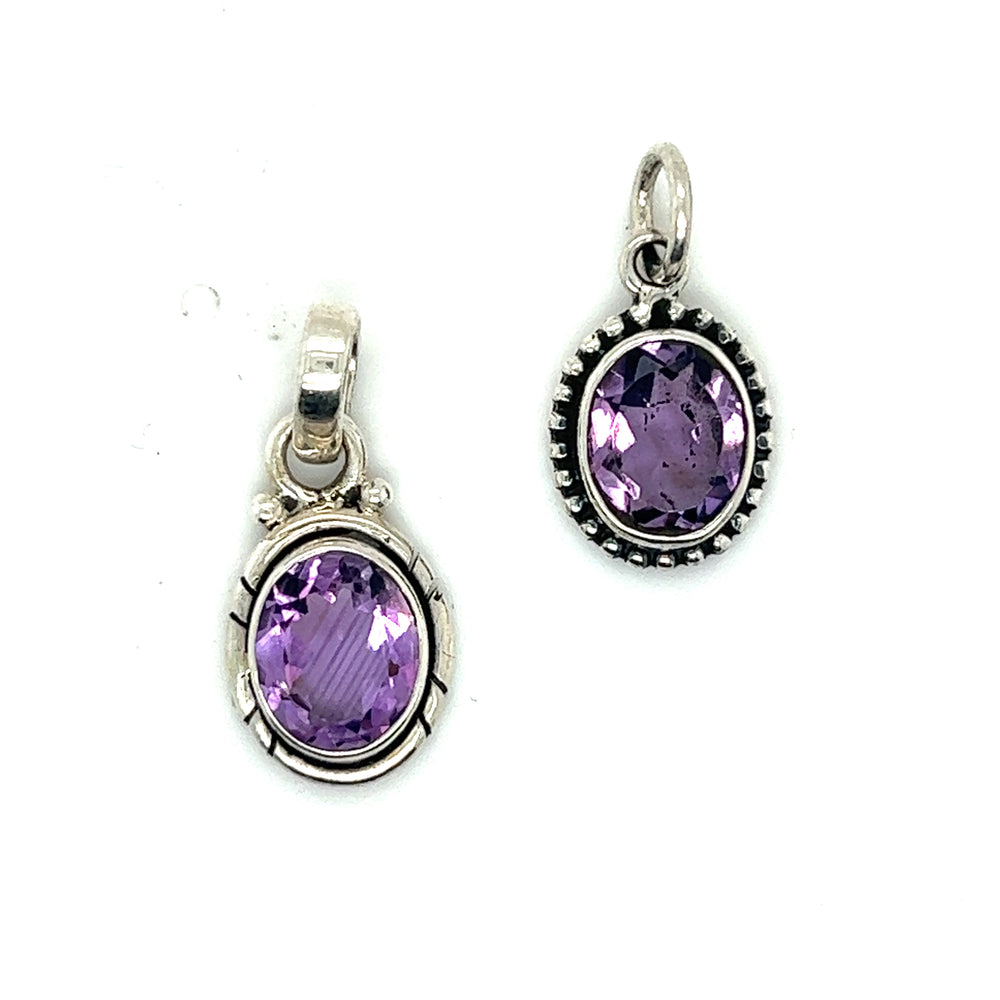 Super Silver's Oval Faceted Amethyst Pendants made with sterling silver.