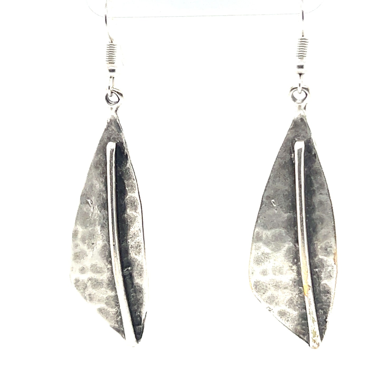 
                  
                    A pair of triangular Boho Statement earrings from Super Silver on a white background.
                  
                
