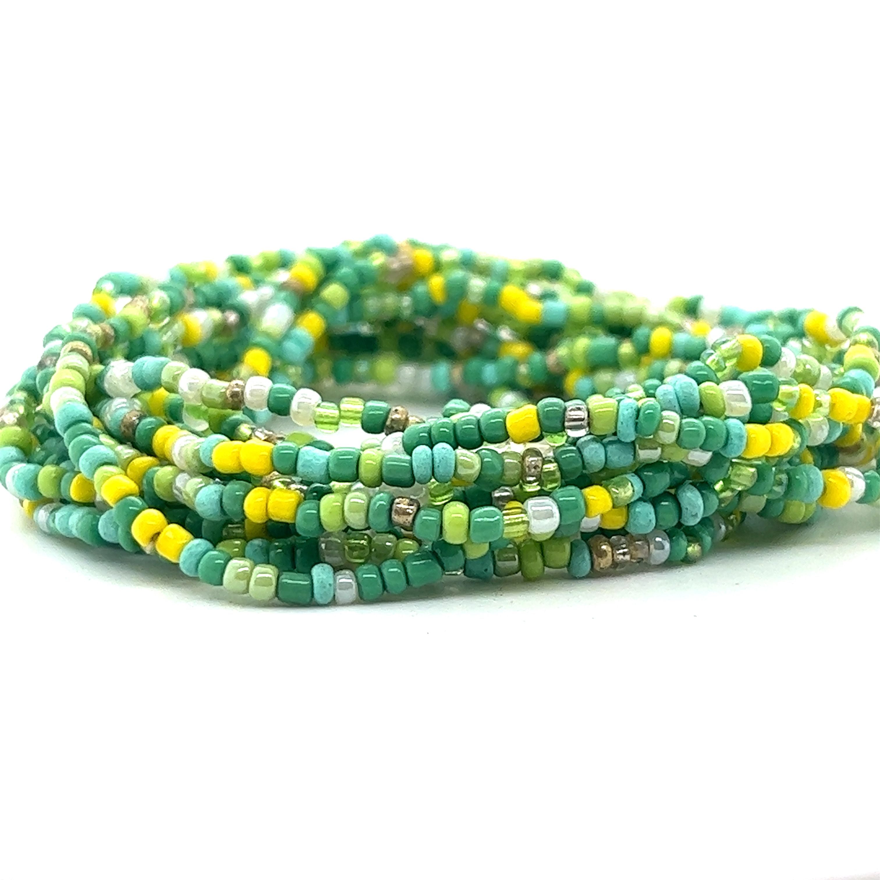 dainty silk cord adjustable beaded bracelet (green)