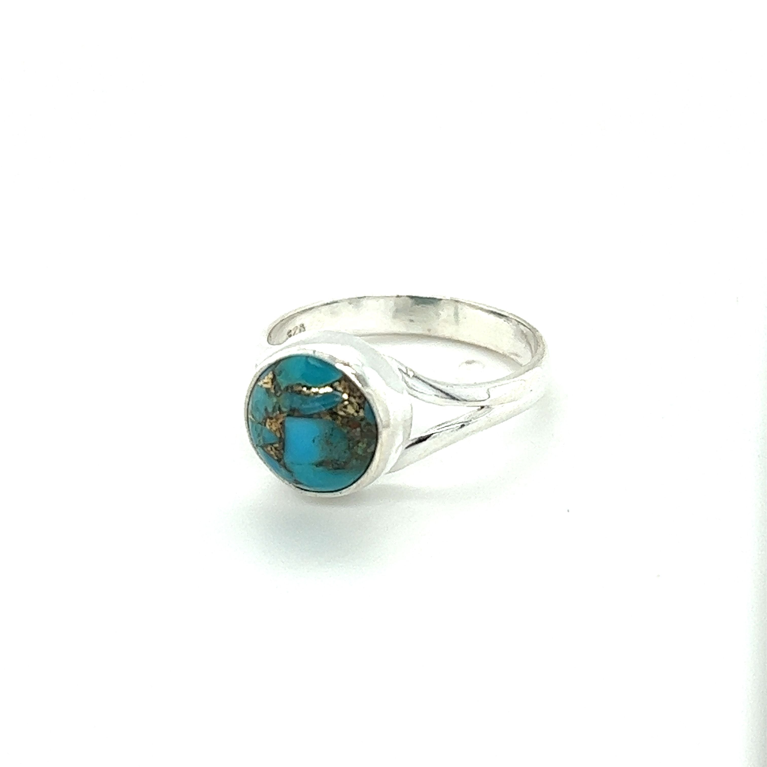 A stunning Super Silver ring adorned with a Simple Vibrant Circular Stone Ring.