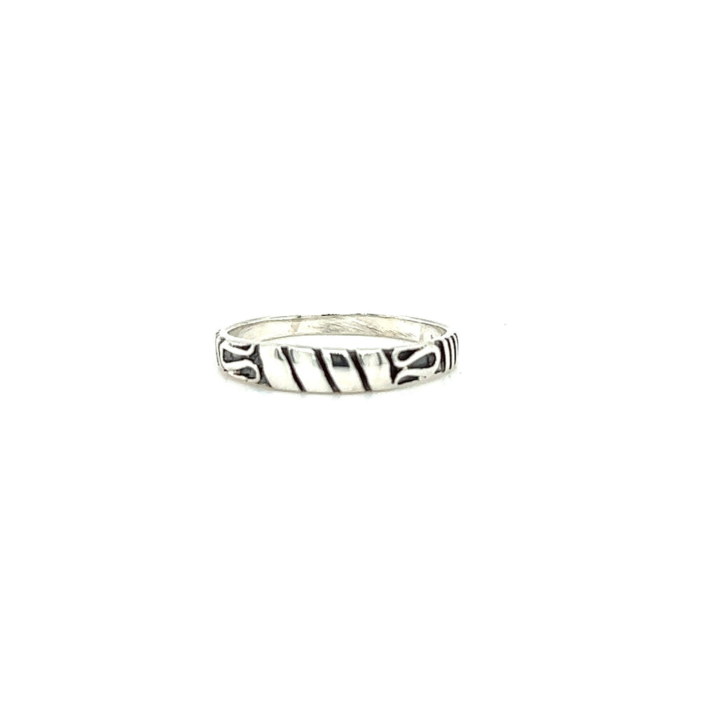 
                  
                    A Super Silver Bali Style Silver Band ring with black and white stripes, perfect for those seeking a bohemian style.
                  
                
