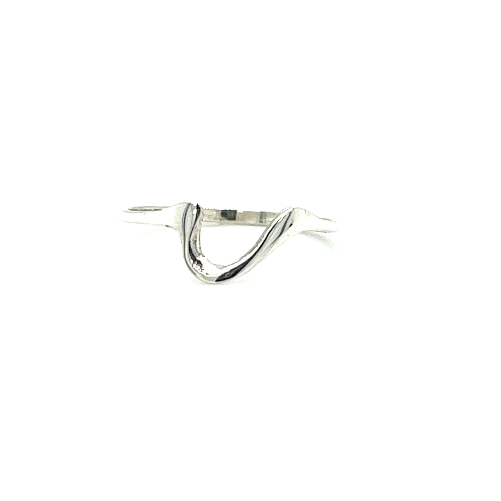 A Dainty Squiggle Ring with a curved shape, made by Super Silver.