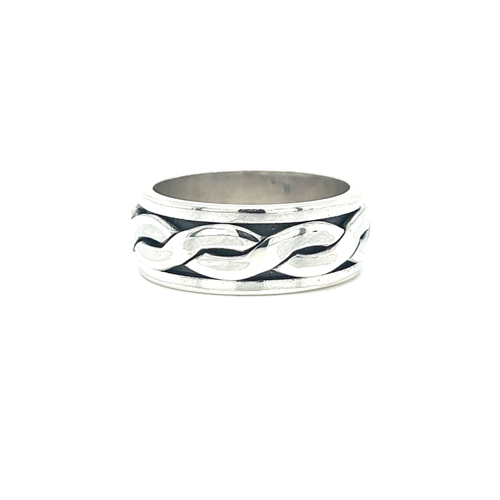 
                  
                    A Sleek Woven Spinner Band with a braided design.
                  
                