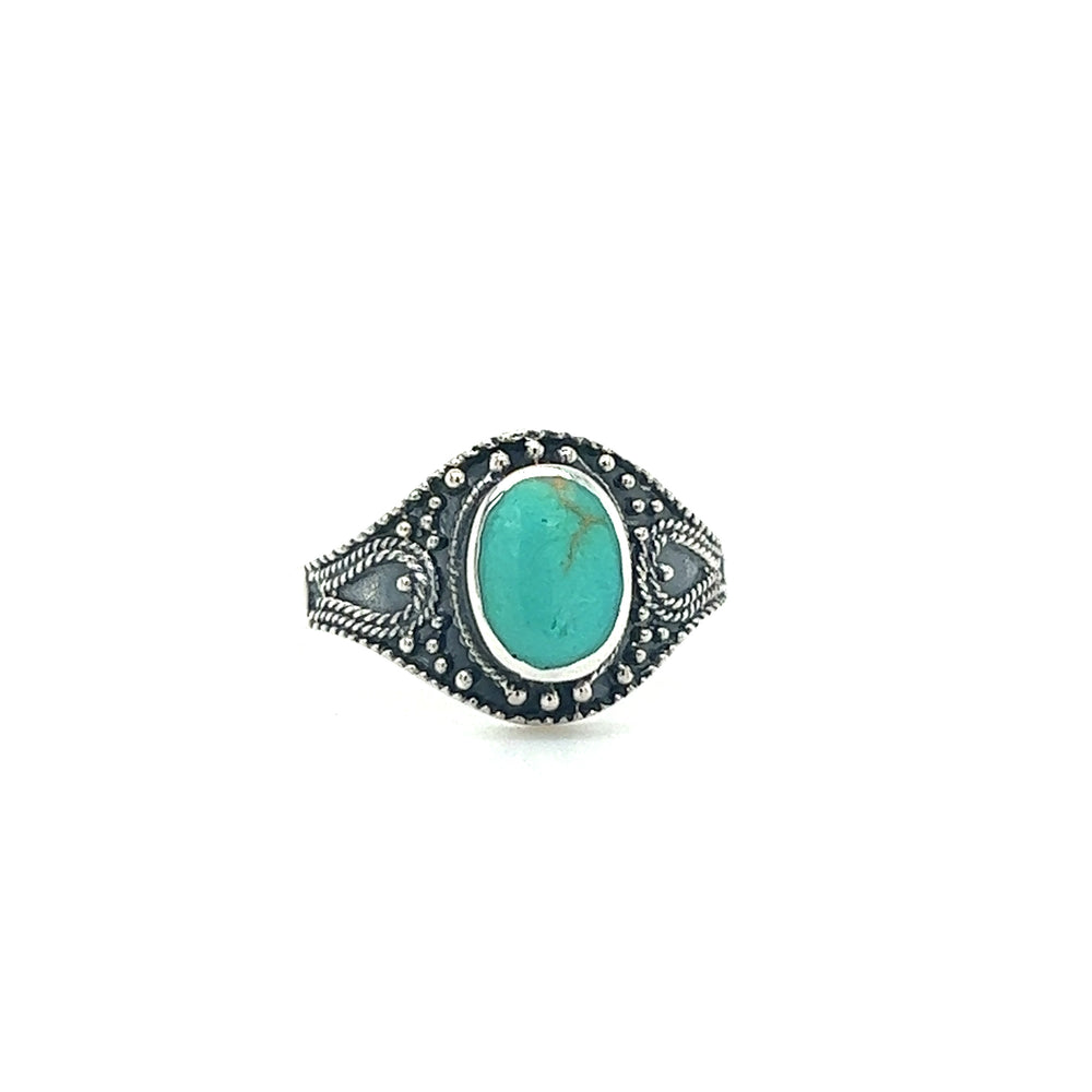 
                  
                    A vintage-chic silver Vintage Style Oval Shield Ring with Inlaid Stones, featuring oxidized detailing.
                  
                