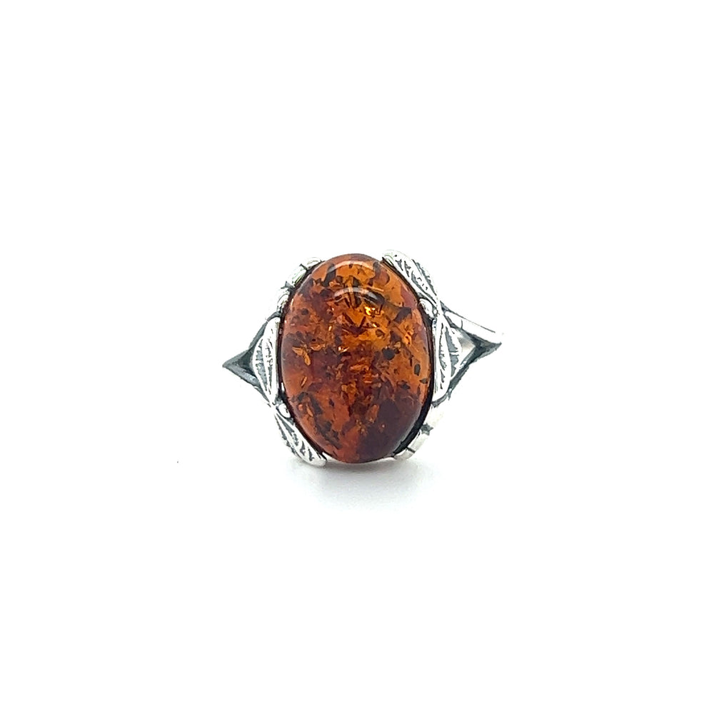 
                  
                    Super Silver's Dragonfly Band Amber Ring
                  
                
