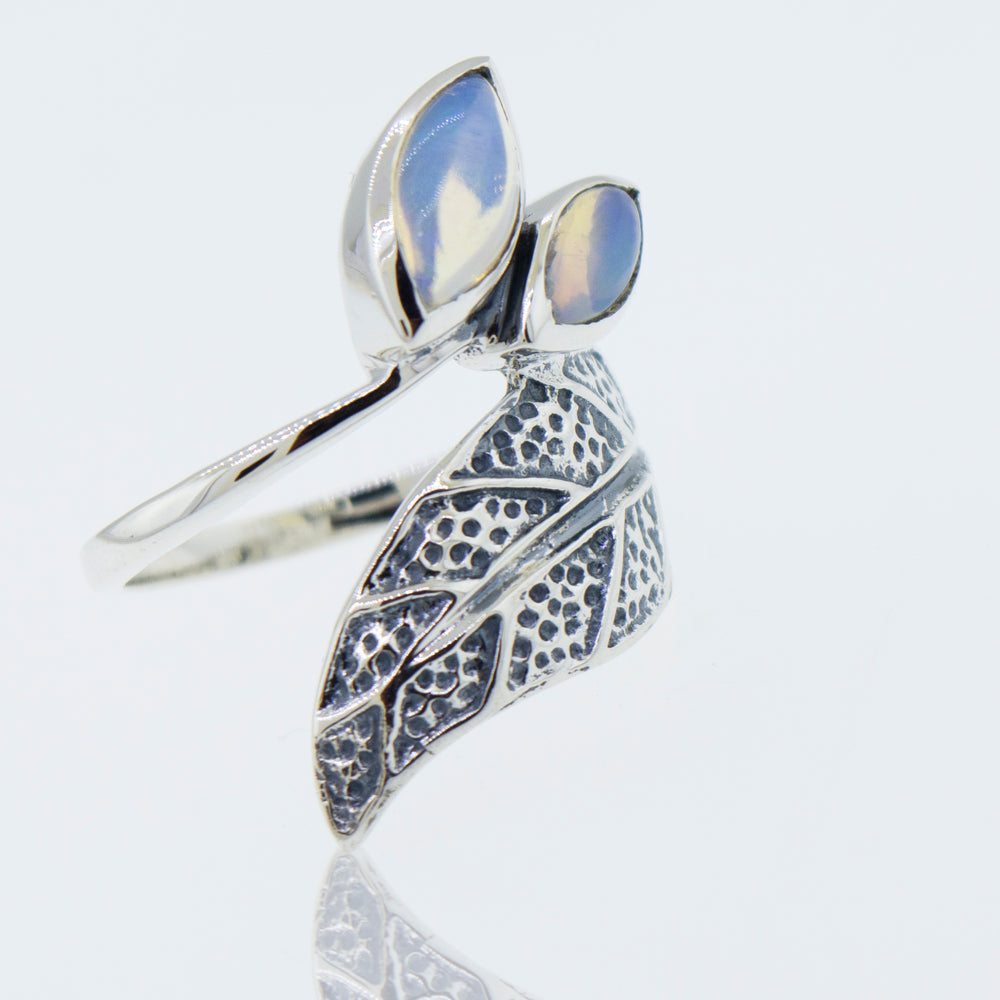 A Super Silver Leaf Ring with Ethiopian Opal.