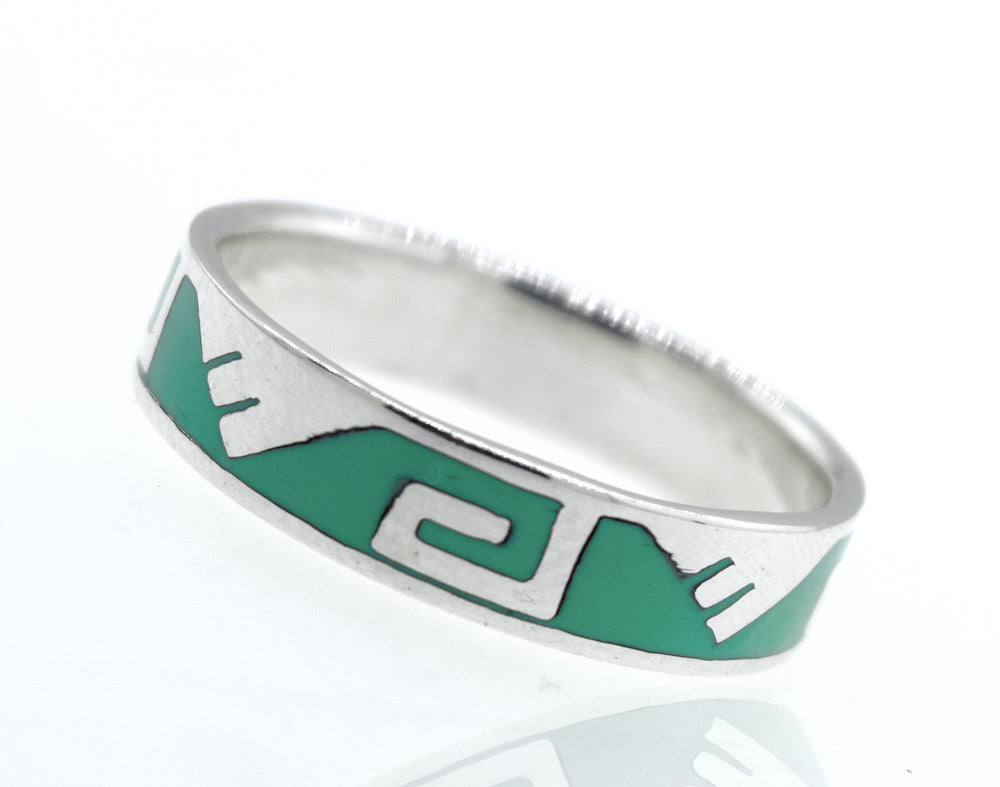 
                  
                    Greek Wave and Mountain Turquoise Ring
                  
                