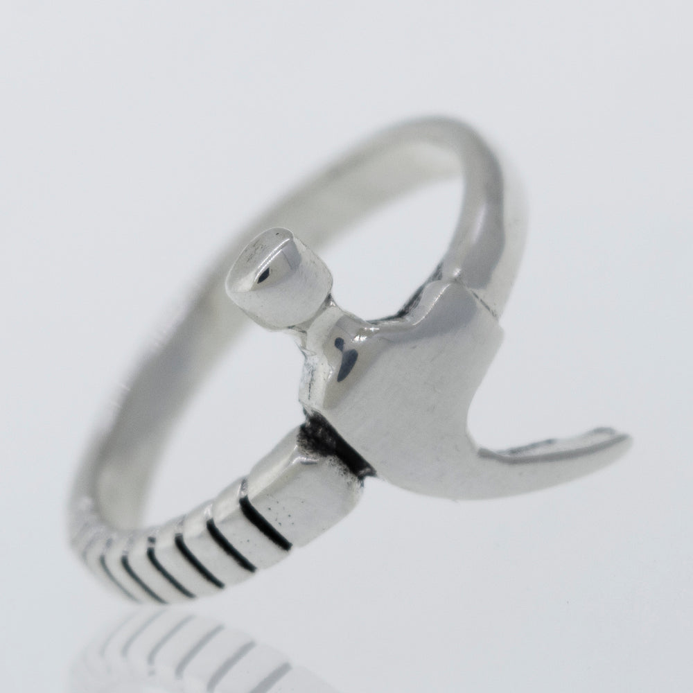 An adjustable Super Silver Hammer Ring featuring a hammered design.