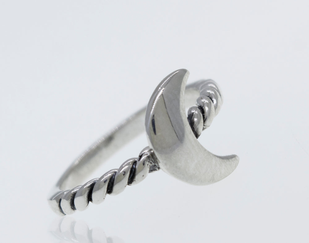 
                  
                    Crescent Moon Ring With Rope Textured Band
                  
                