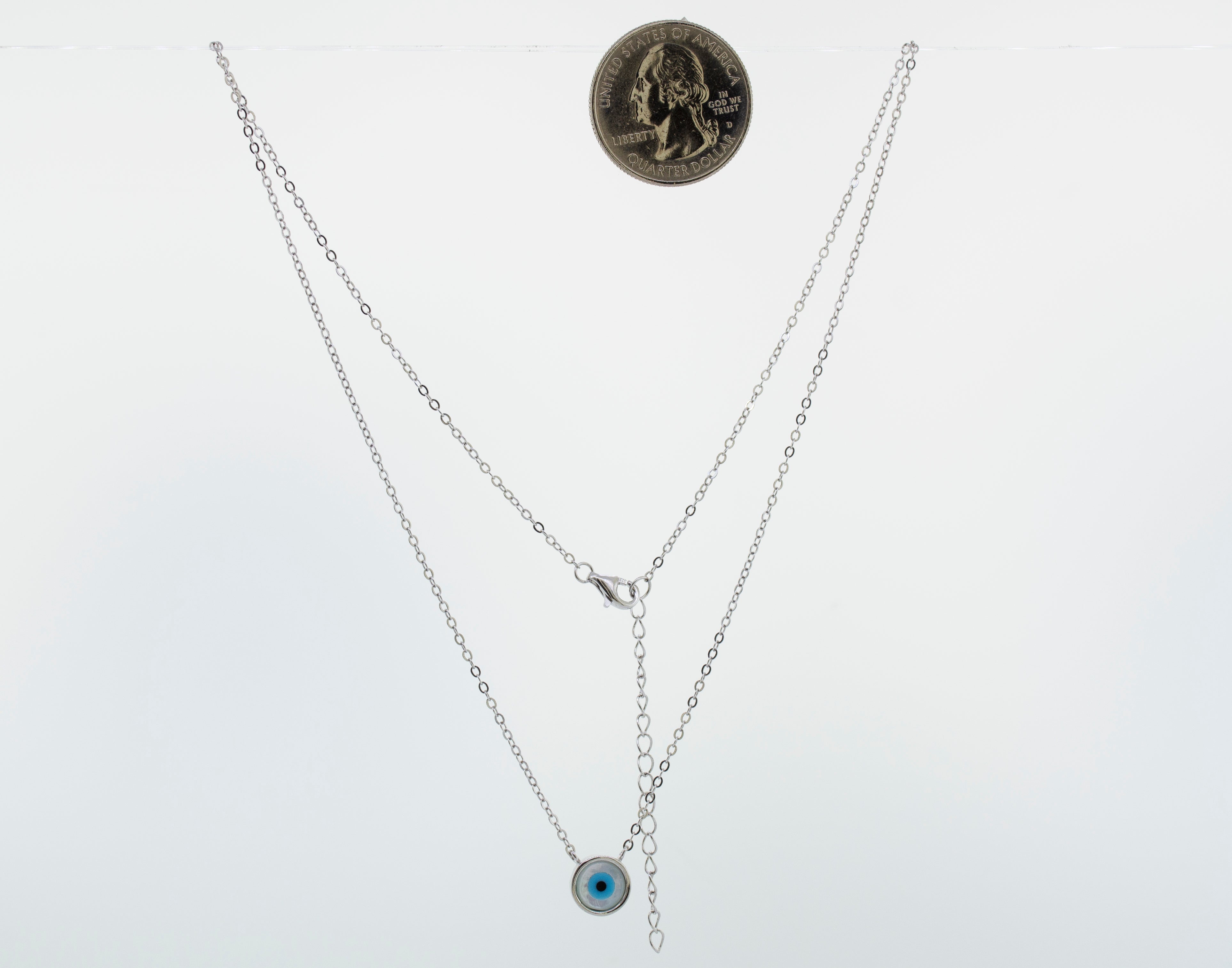 This Simple Evil Eye Necklace by Super Silver features an adjustable chain and is beautifully crafted in .925 Sterling Silver.