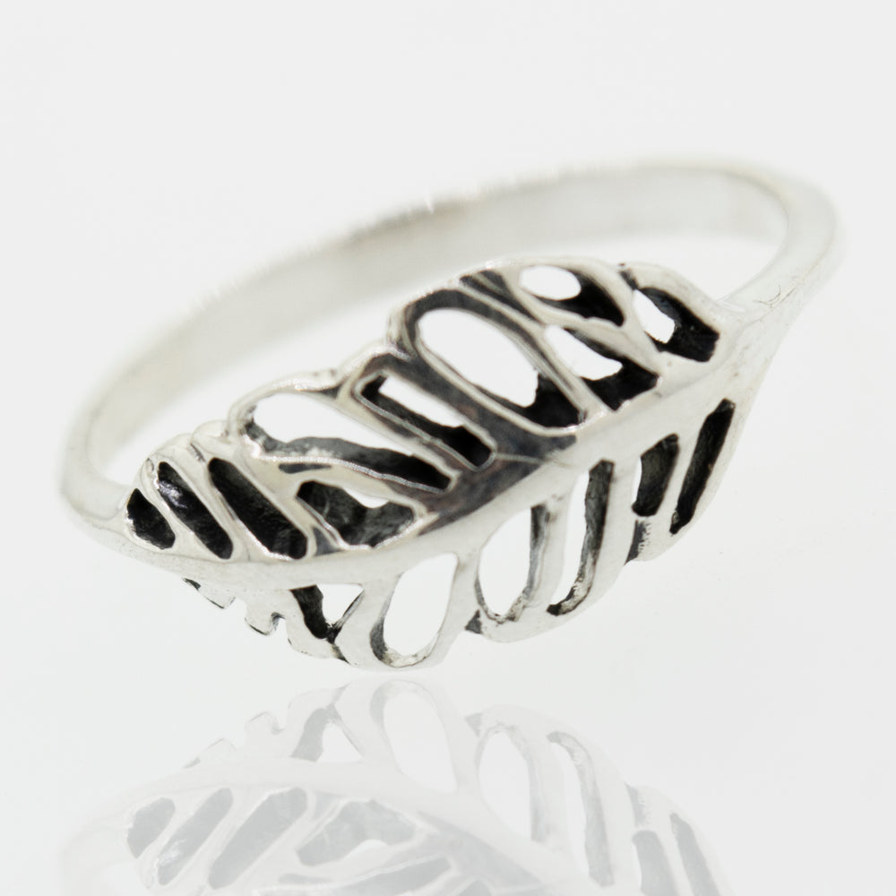 
                  
                    A Super Silver Cutout Leaf Ring.
                  
                