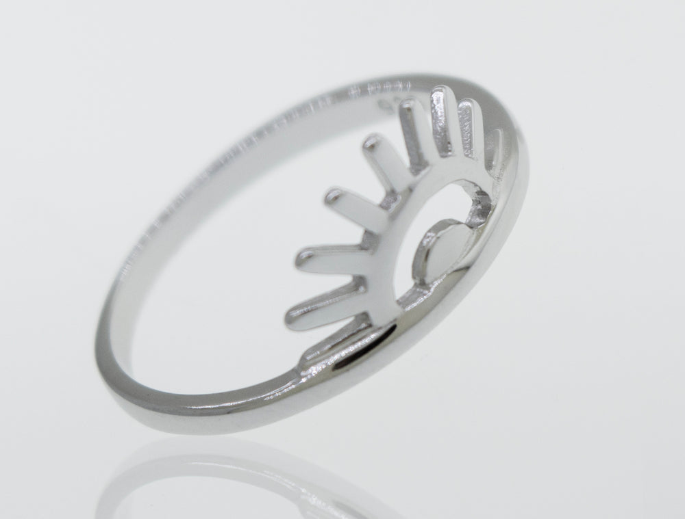 A Sun Ring from Super Silver, made of 925 Sterling Silver with a high polish and a sun on it.
