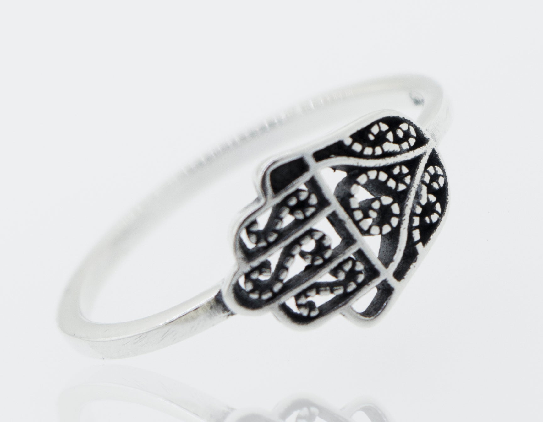 Hamsa ring store silver