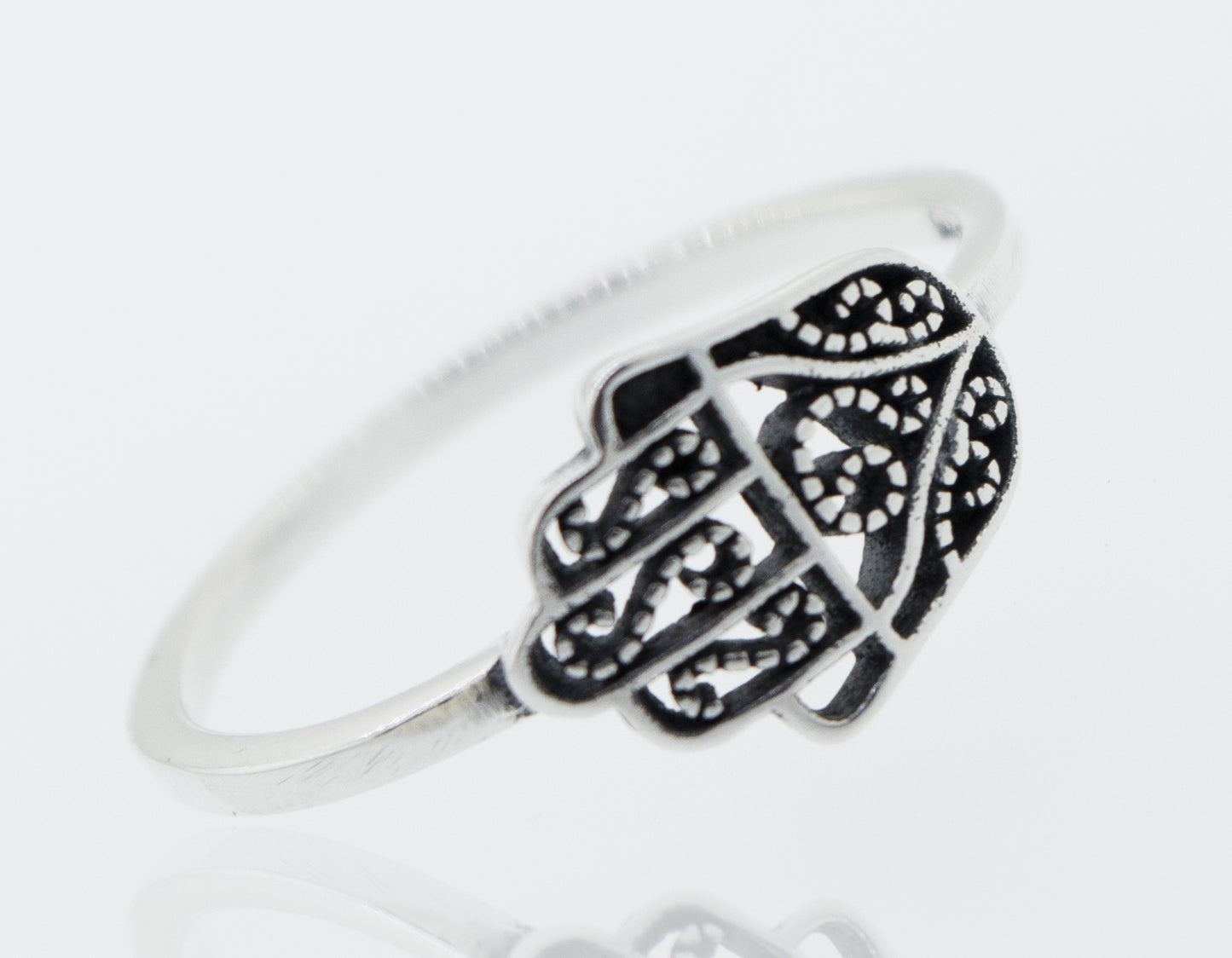 Cultural Hamsa ring in sterling silver.