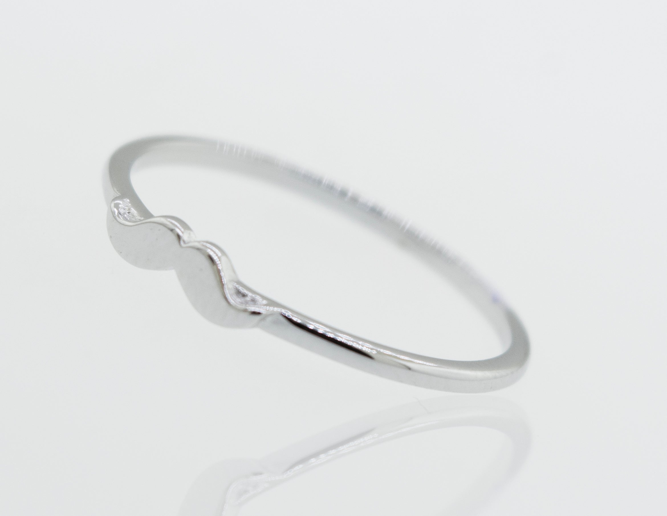 A Super Silver Little Mustache Ring with a mustache design.