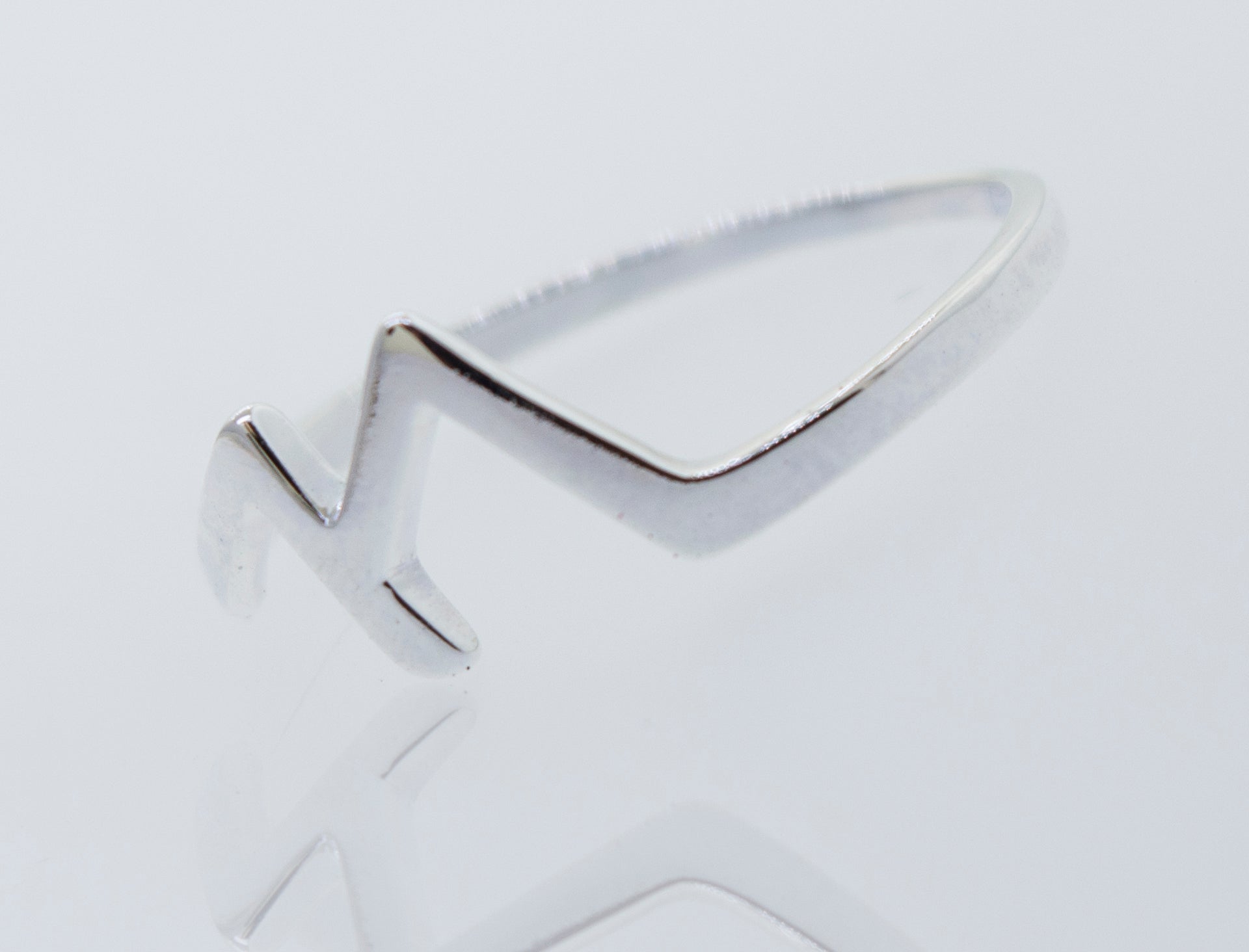 A high polish Super Silver Silver Mountains Ring with a mountain peaks design.