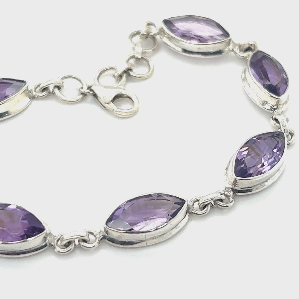 
                  
                    Load and play video in Gallery viewer, Stunning Amethyst Marquise Shaped Bracelet
                  
                