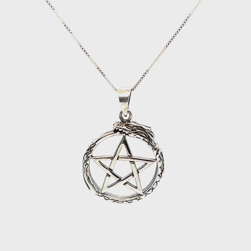 
                  
                    Load and play video in Gallery viewer, Pentagram Pendant with Encircling Dragon Ouroboros
                  
                