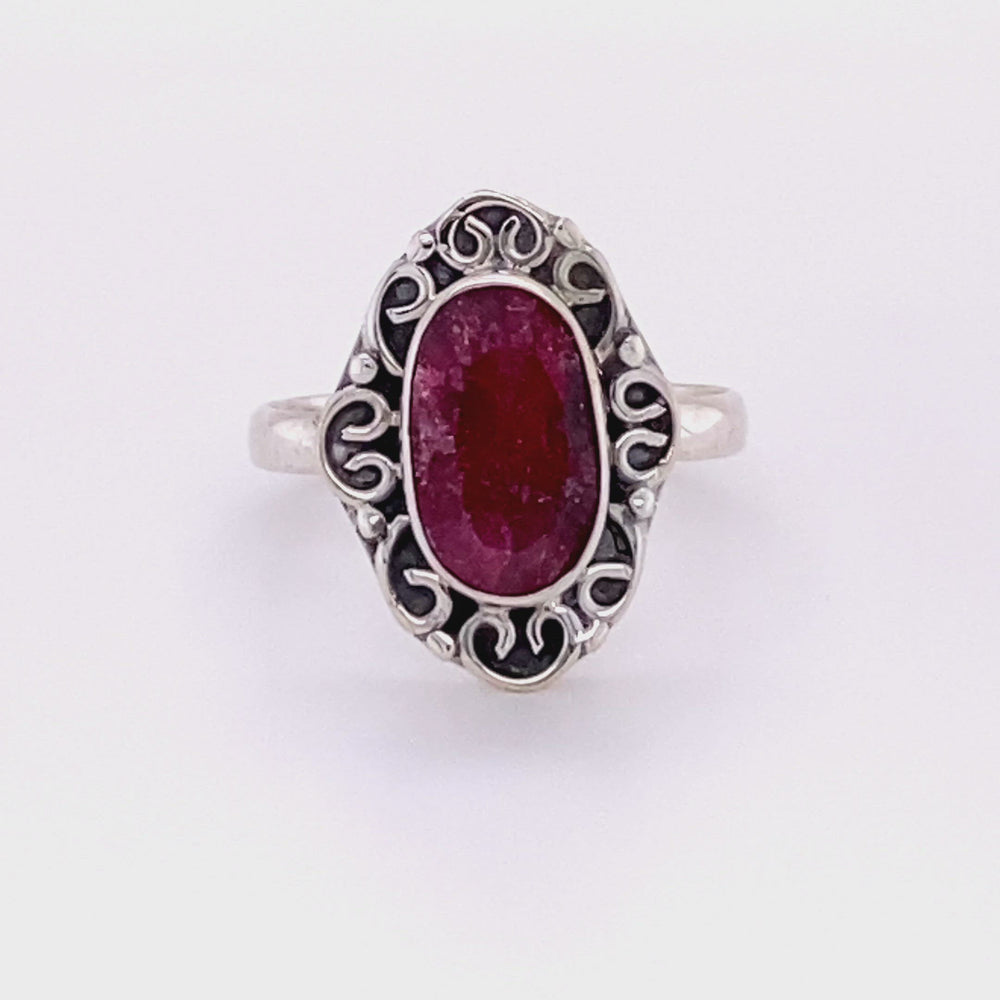 
                  
                    Load and play video in Gallery viewer, Oval Gemstone Ring with Swirl Filigree Border
                  
                
