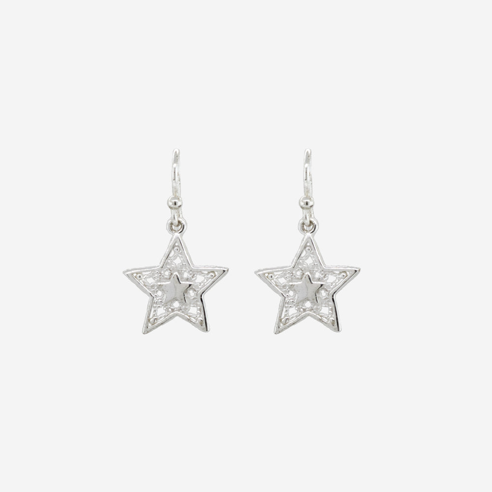 
                  
                    Open Star Drop Earrings with Rope Design
                  
                