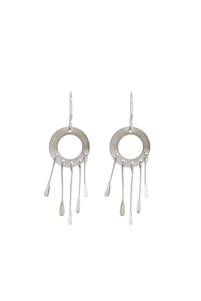Everyday Super Silver Circle Tassel Earrings with lightweight drops.