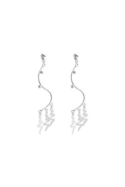Silver Freestyle Long Dangle Posts with Lightning