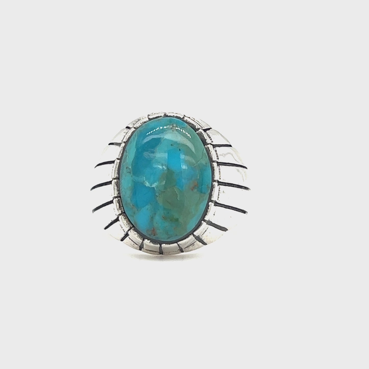 
                  
                    Load and play video in Gallery viewer, Kingman Turquoise Oval Signet Ring
                  
                