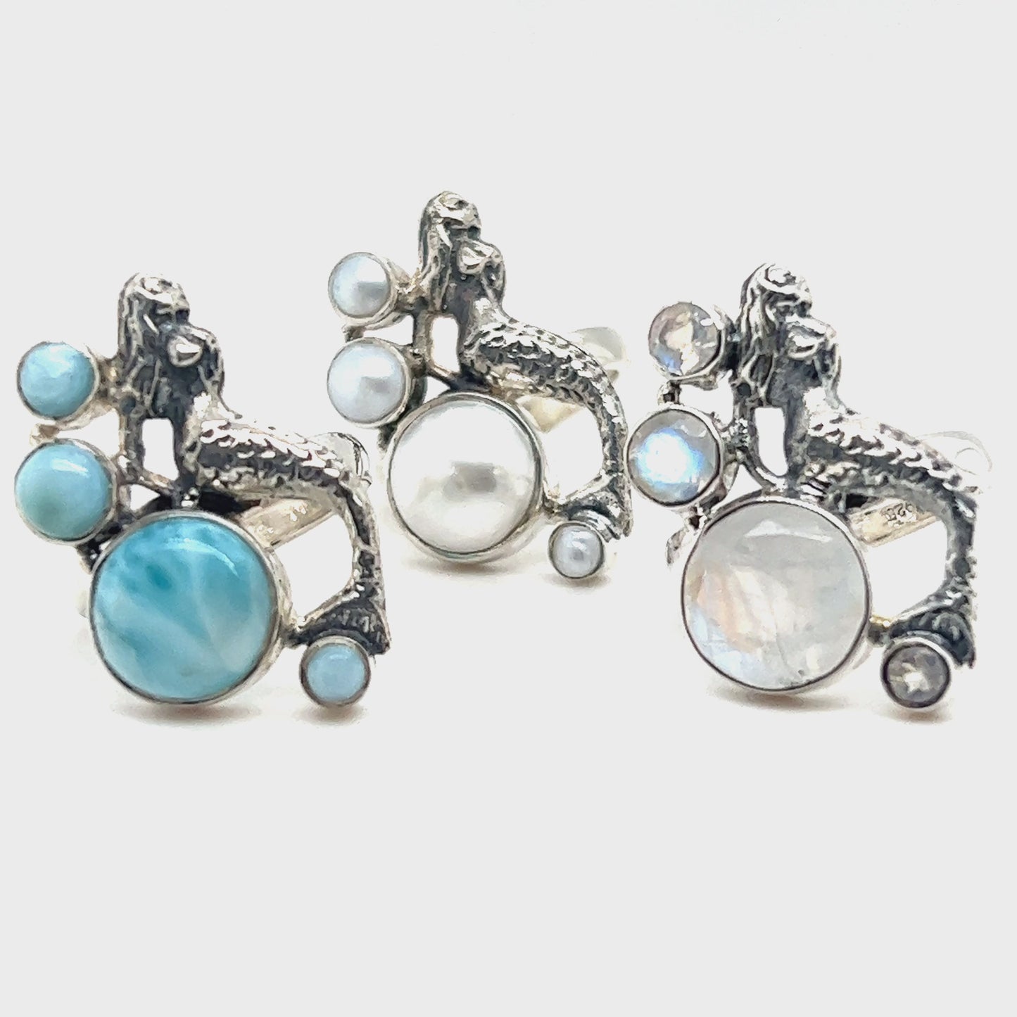 
                  
                    Load and play video in Gallery viewer, Mermaid Ring with Larimar
                  
                