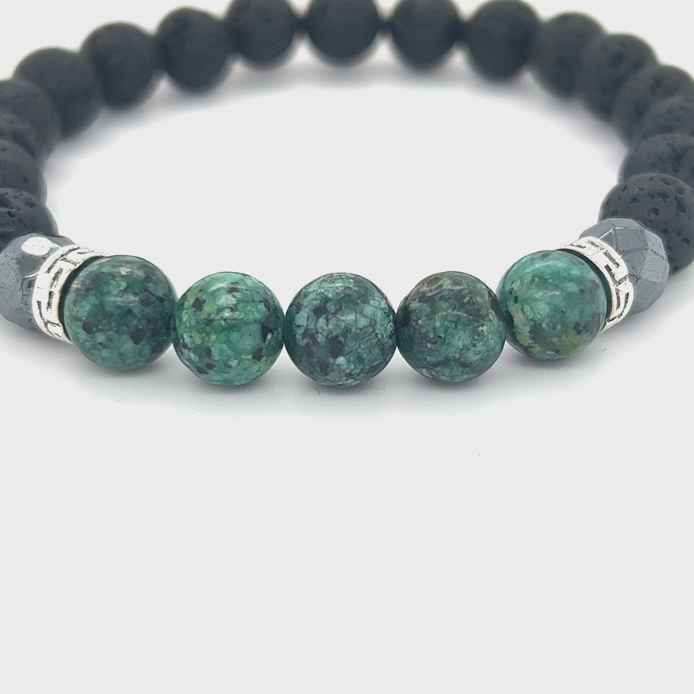 
                  
                    Load and play video in Gallery viewer, Essential Oil Bracelet with Turquoise And Lava Rock Stones
                  
                