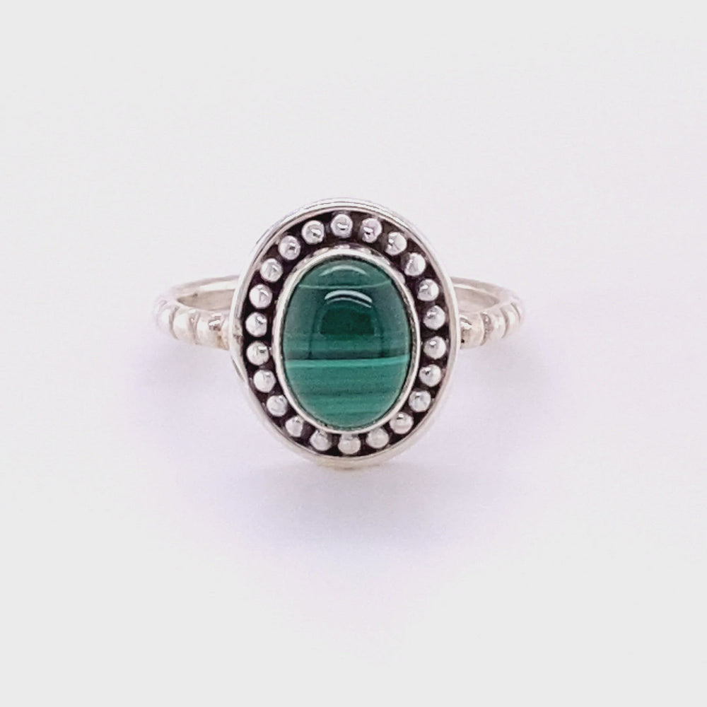 
                  
                    Load and play video in Gallery viewer, Oval Gemstone Ring with Silver Ball Border
                  
                