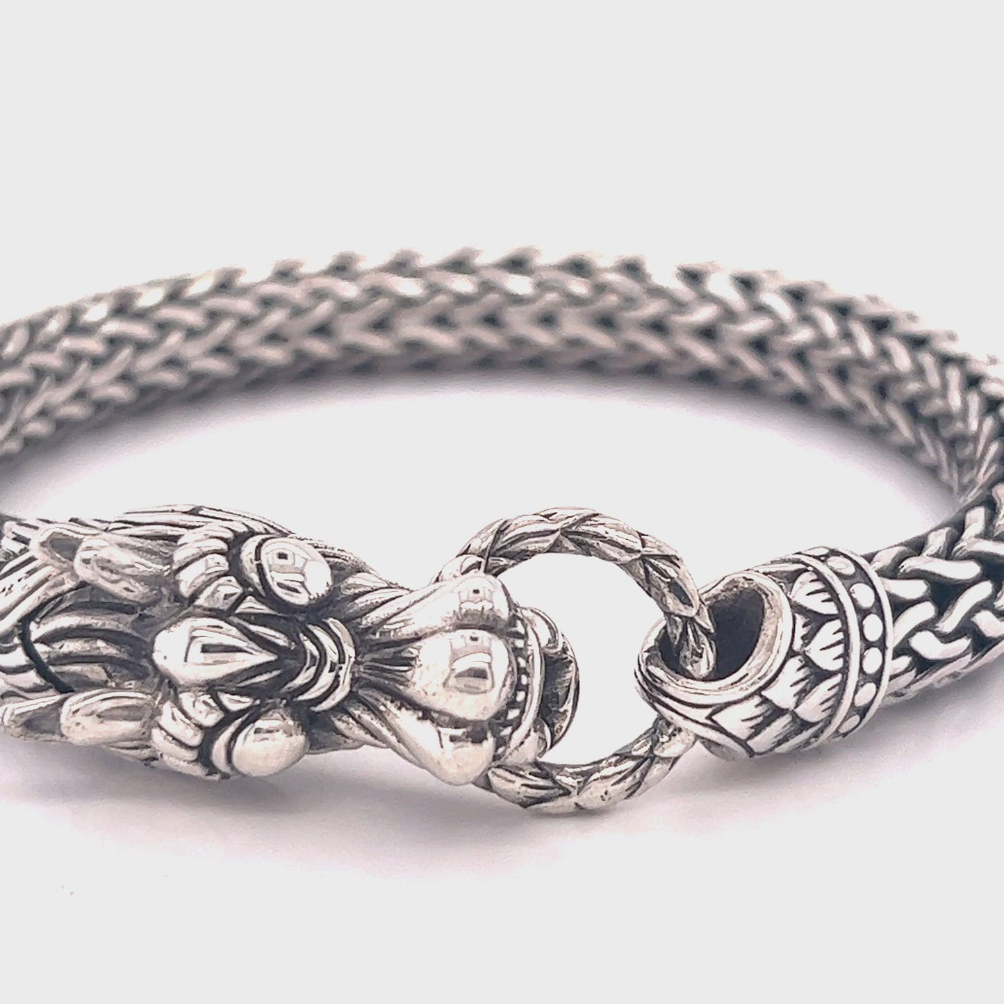
                  
                    Load and play video in Gallery viewer, Sterling Silver Braided Rope Bracelet with Dragon Head
                  
                