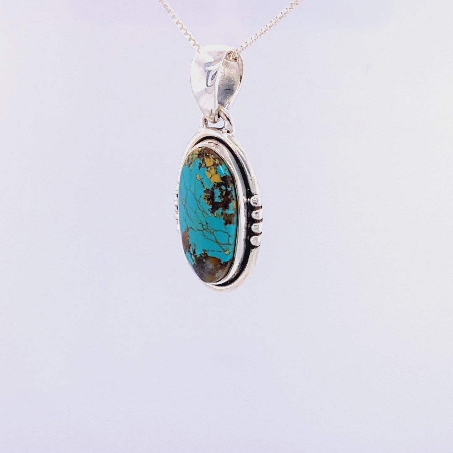 
                  
                    Load and play video in Gallery viewer, Natural Turquoise Elongated Oval Pendant
                  
                