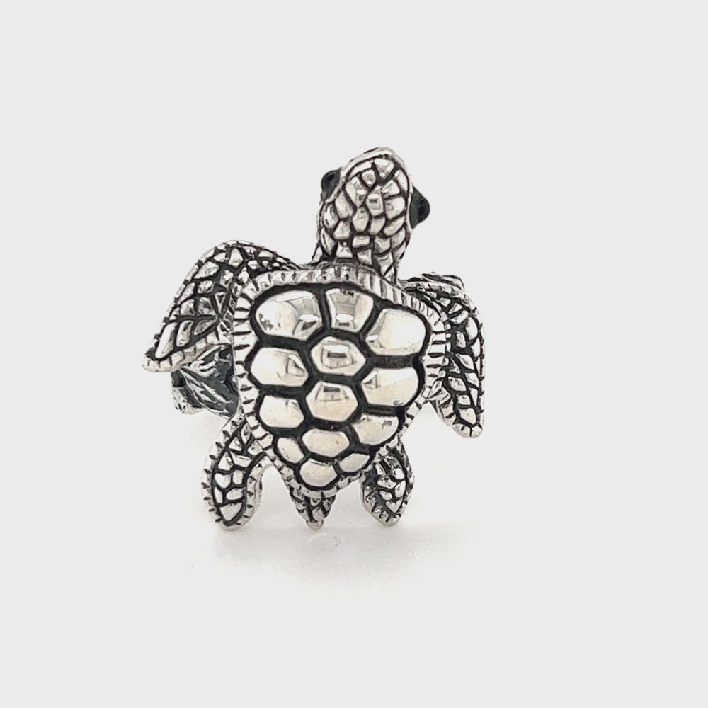 Sterling silver deals sea turtle ring