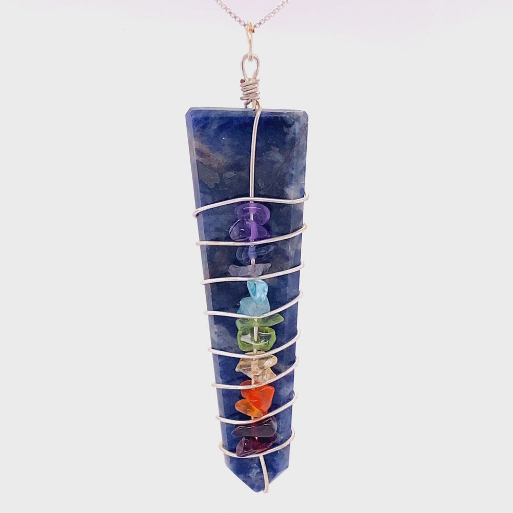 
                  
                    Load and play video in Gallery viewer, Stone Slab Wire-Wrapped Chakra Pendant
                  
                