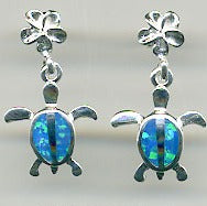 A pair of Super Silver Opal Turtle Earrings, perfect for those who love Opal Turtles and Sterling Silver jewelry.