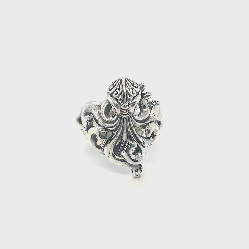 
                  
                    Load and play video in Gallery viewer, Intricate Filigree Designer Octopus Ring
                  
                