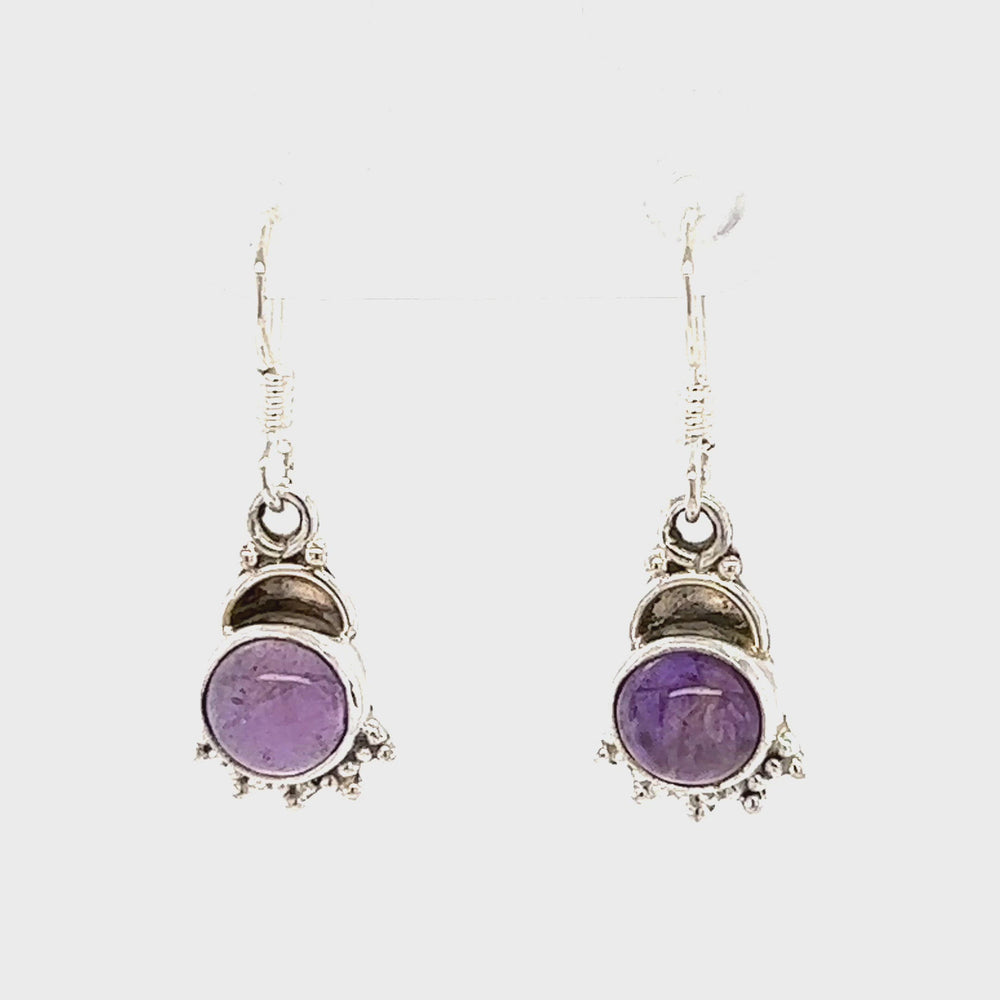 
                  
                    Load and play video in Gallery viewer, Dainty Round Amethyst Earrings
                  
                