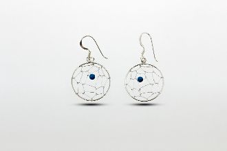 A pair of Super Silver Dreamcatcher Earrings with Turquoise Bead.