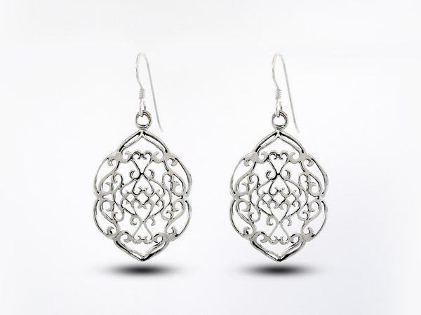 A pair of Shield Earrings With Swirl Design from Super Silver.