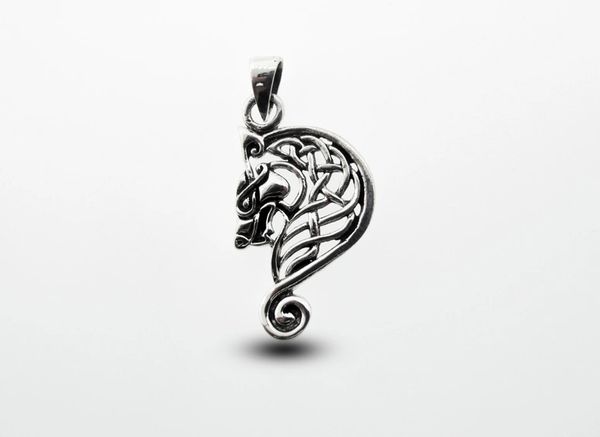
                  
                    Seahorse pendant in sterling silver with Celtic weave accents becomes "Celtic Dragon Head Pendant in sterling silver with Super Silver brand accents.
                  
                