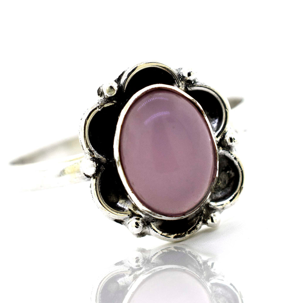 
                  
                    A hippie-inspired Gemstone Ring With Oxidized Flower Design.
                  
                