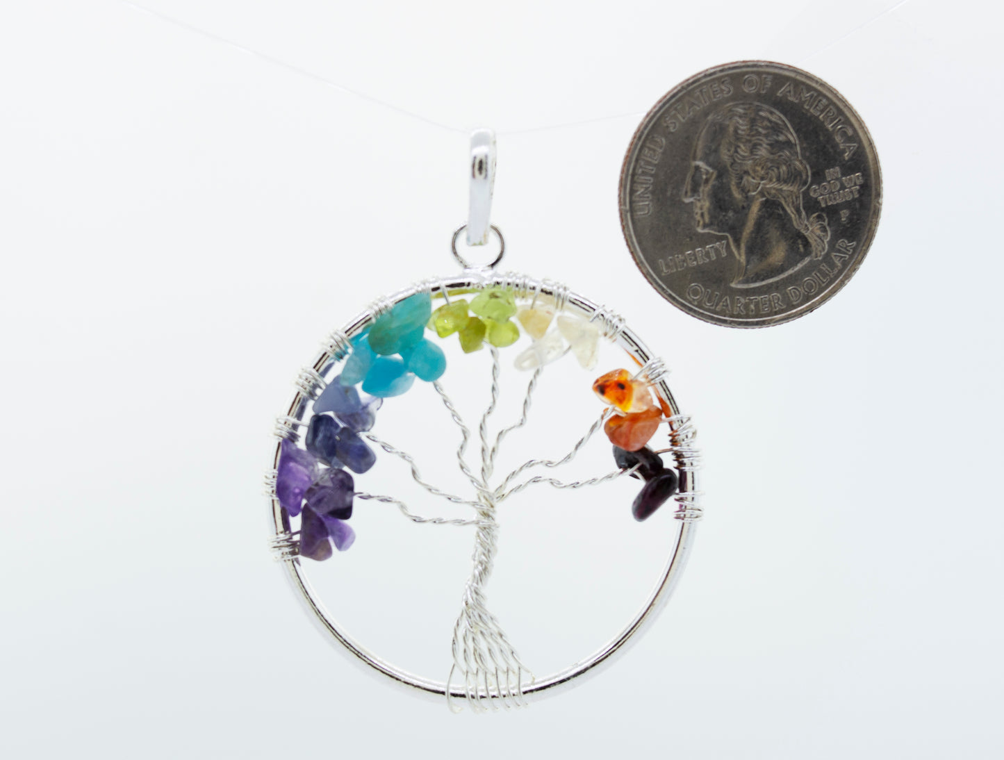 Tree of Life Dichroic Glass Pendant Necklace