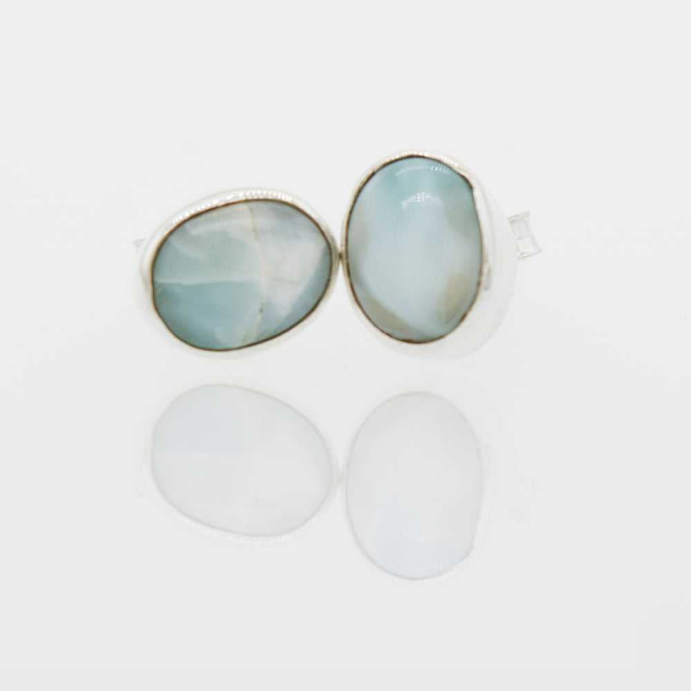 
                  
                    A pair of elegant Super Silver Larimar Studs with a beautiful blue stone.
                  
                