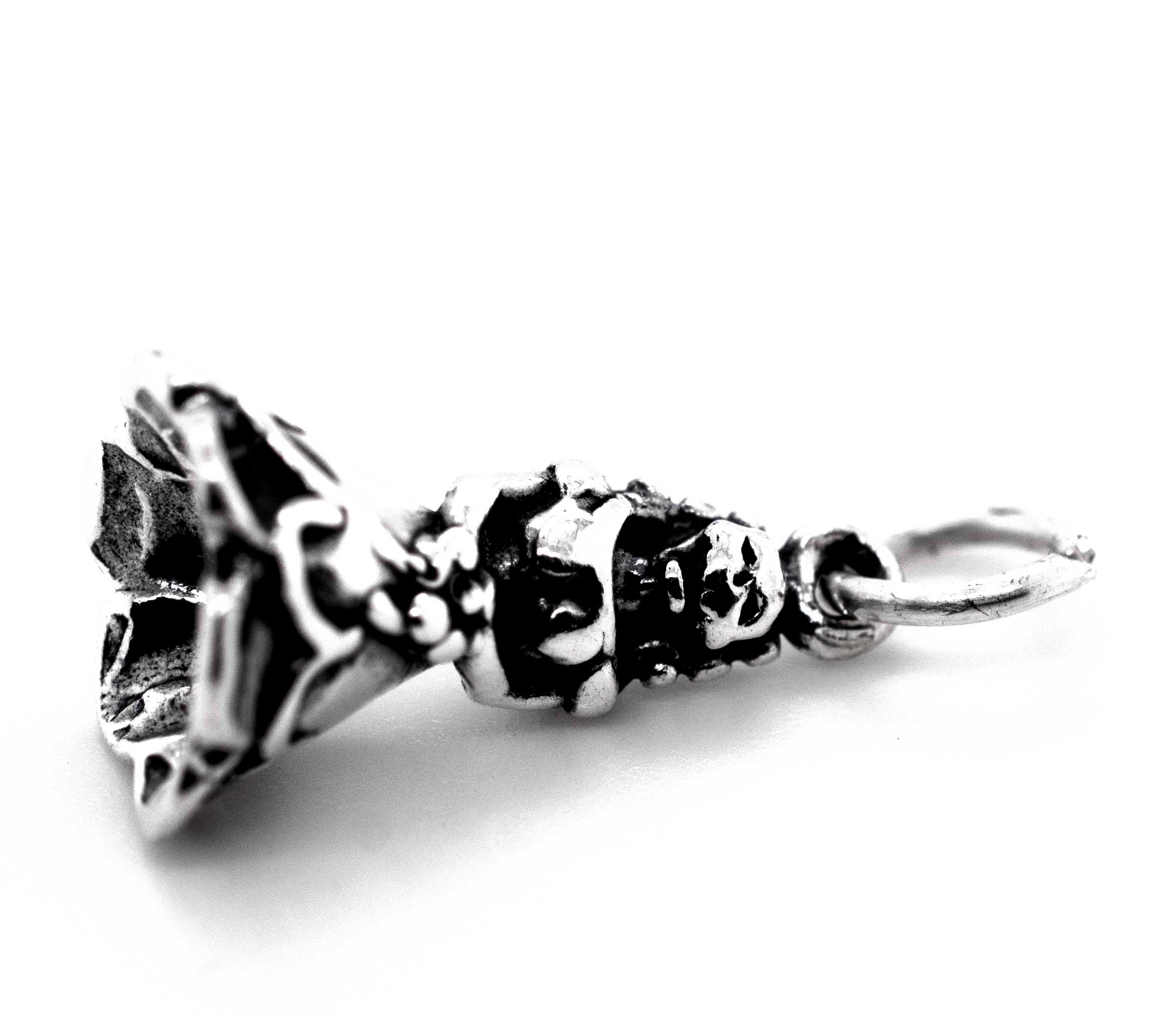 A Super Silver Skeleton Bride Charm on a haunting season background.