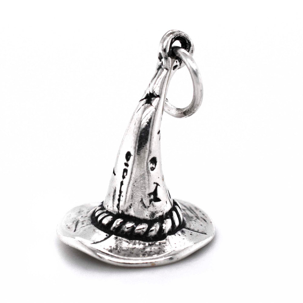 
                  
                    A Super Silver Witch Hat Charm with Moon and Stars on a white background.
                  
                